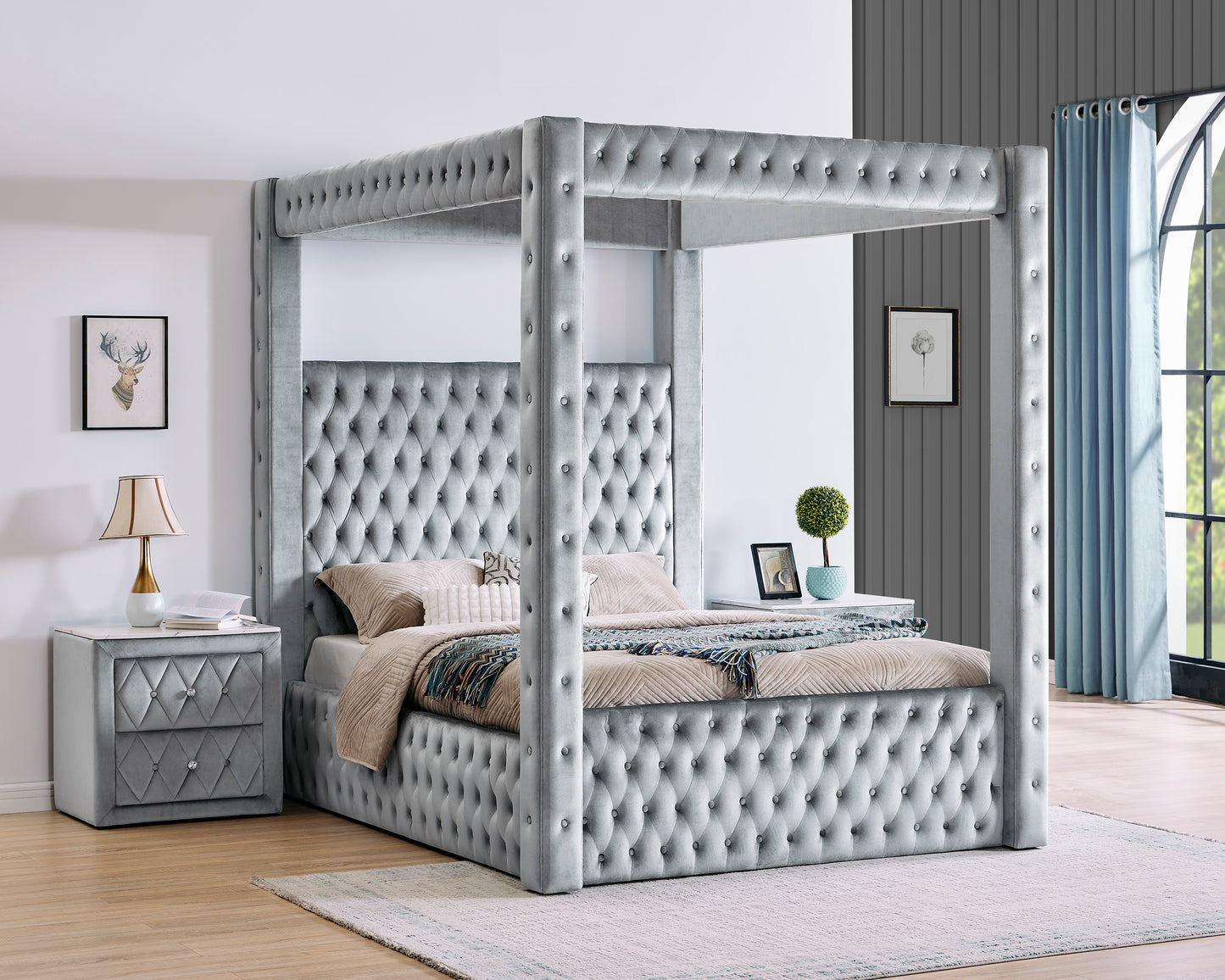 ANNABELLE CANOPY BED BLACK/GREY