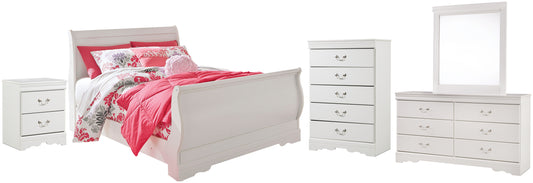 Anarasia Full Sleigh Bed, Dresser, Mirror, Chest and Nightstand