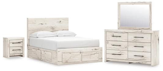 Lawroy Full Panel Storage Bed, Dresser, Mirror and Nightstand