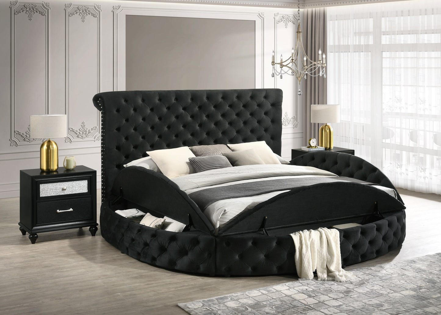 Bed Black Velvet storage CM5202