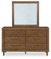 Lyncott Queen Upholstered Bed with Mirrored Dresser, Chest and Nightstand