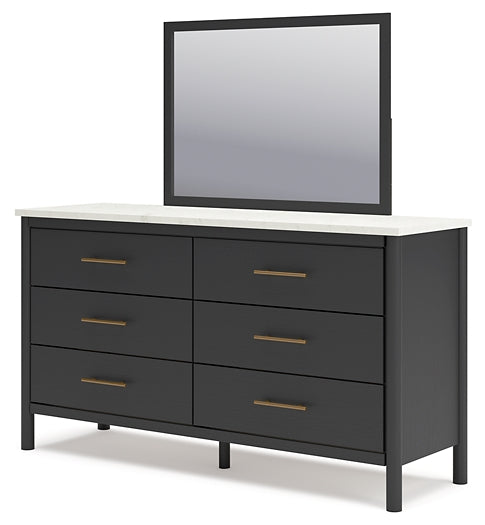 Cadmori King Upholstered Panel Bed, Dresser, Mirror, Chest and Nightstand