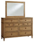 Sharlance California King Upholstered Panel Bed, Dresser and Mirror