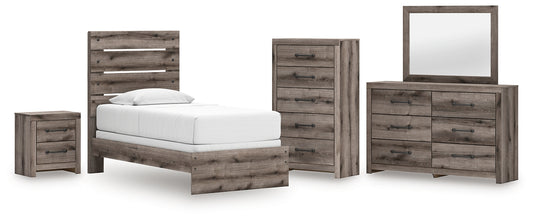 Graystorm Twin Panel Bed, Dresser, Mirror, Chest and Nightstand
