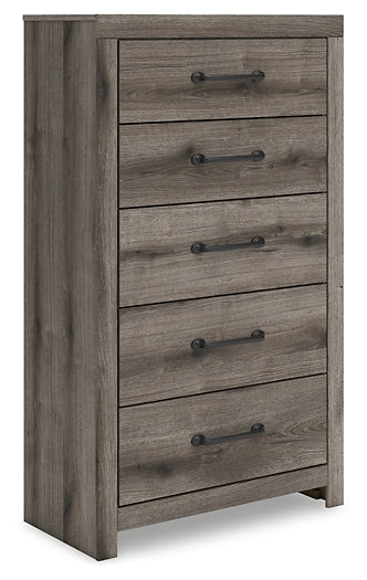 Graystorm King Panel Bed, Dresser, Mirror, Chest and Nightstand