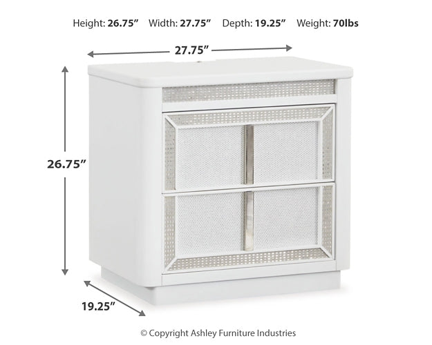 Chalanna California King Upholstered Storage Bed, Dresser, Mirror, Chest and Nightstand