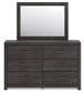 Hollivern Full Panel Bed with Storage, Dresser, Mirror and Nightstand