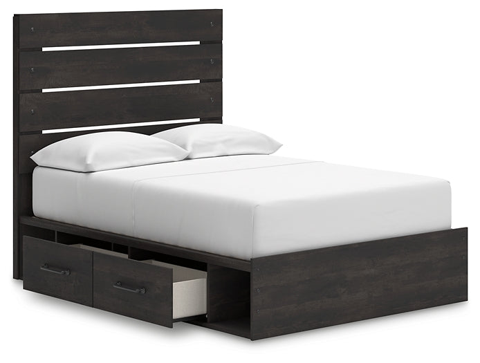 Hollivern Full Panel Bed with Storage, Dresser, Mirror and Nightstand