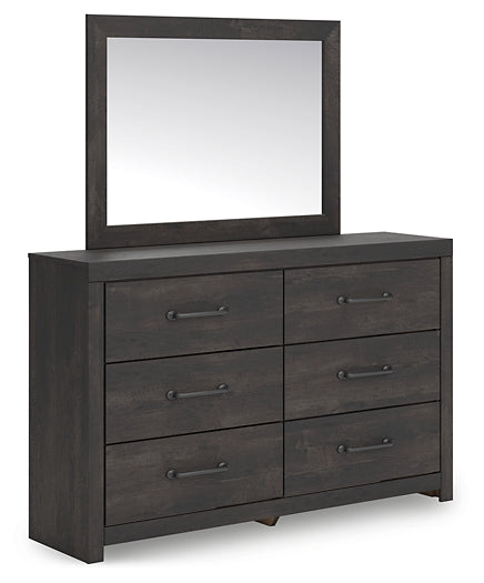 Hollivern Full Panel Bed with Storage, Dresser and Mirror