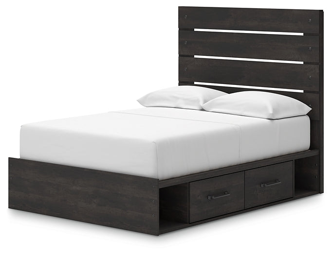 Hollivern Full Panel Bed with Storage, Dresser and Mirror