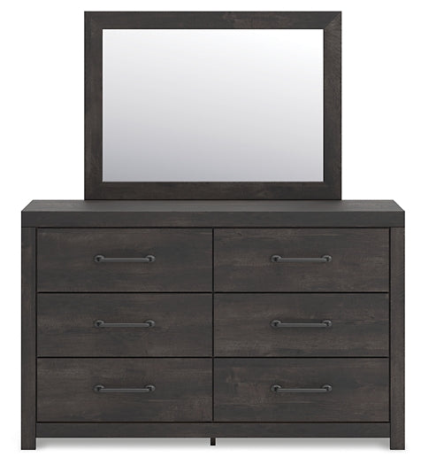 Hollivern Twin Panel Bed with Storage, Dresser and Mirror