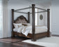 Maylee King Canopy Bed with Mirrored Dresser and Nightstand