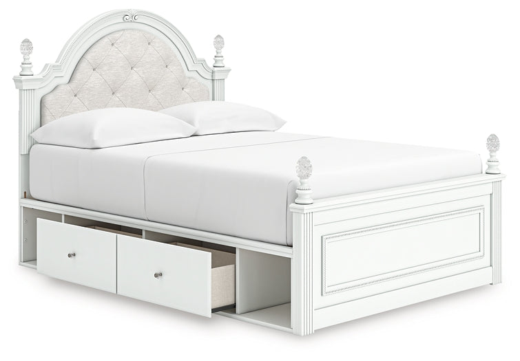 Kozlani Full Upholstered Panel Storage Bed, Dresser and Mirror
