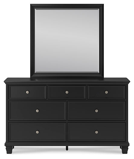 Lanolee California King Panel Storage Bed, Dresser and Mirror