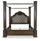 Maylee Queen Canopy Bed, Dresser, Mirror and Nightstand