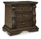 Maylee Queen Canopy Bed, Dresser, Mirror and Nightstand