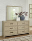 Calmoro King Bookcase Bed with Mirrored Dresser and Nightstand