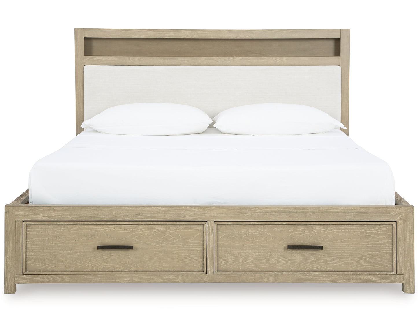 Calmoro Queen Bookcase Bed with Mirrored Dresser