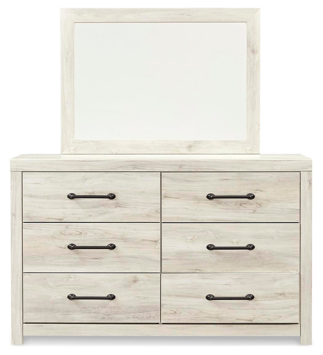 Cambeck Full Panel Bed with 4 Storage Drawers with Mirrored Dresser, Chest and Nightstand