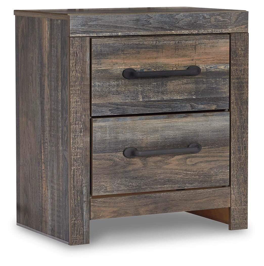Drystan Queen Panel Bed with 2 Storage Drawers with Mirrored Dresser and Nightstand