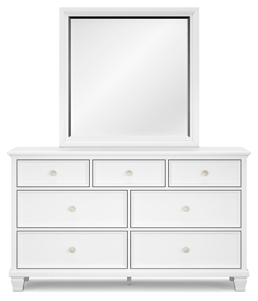 Fortman King Panel Bed with Mirrored Dresser