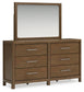 Cabalynn Queen Panel Bed with Storage with Mirrored Dresser