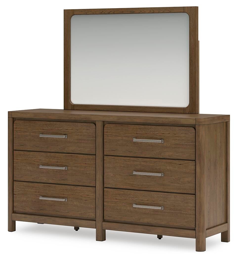 Cabalynn Queen Panel Bed with Storage with Mirrored Dresser
