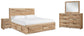Hyanna Queen Panel Storage Bed with 2 Under Bed Storage Drawer, Dresser, Mirror and Nightstand