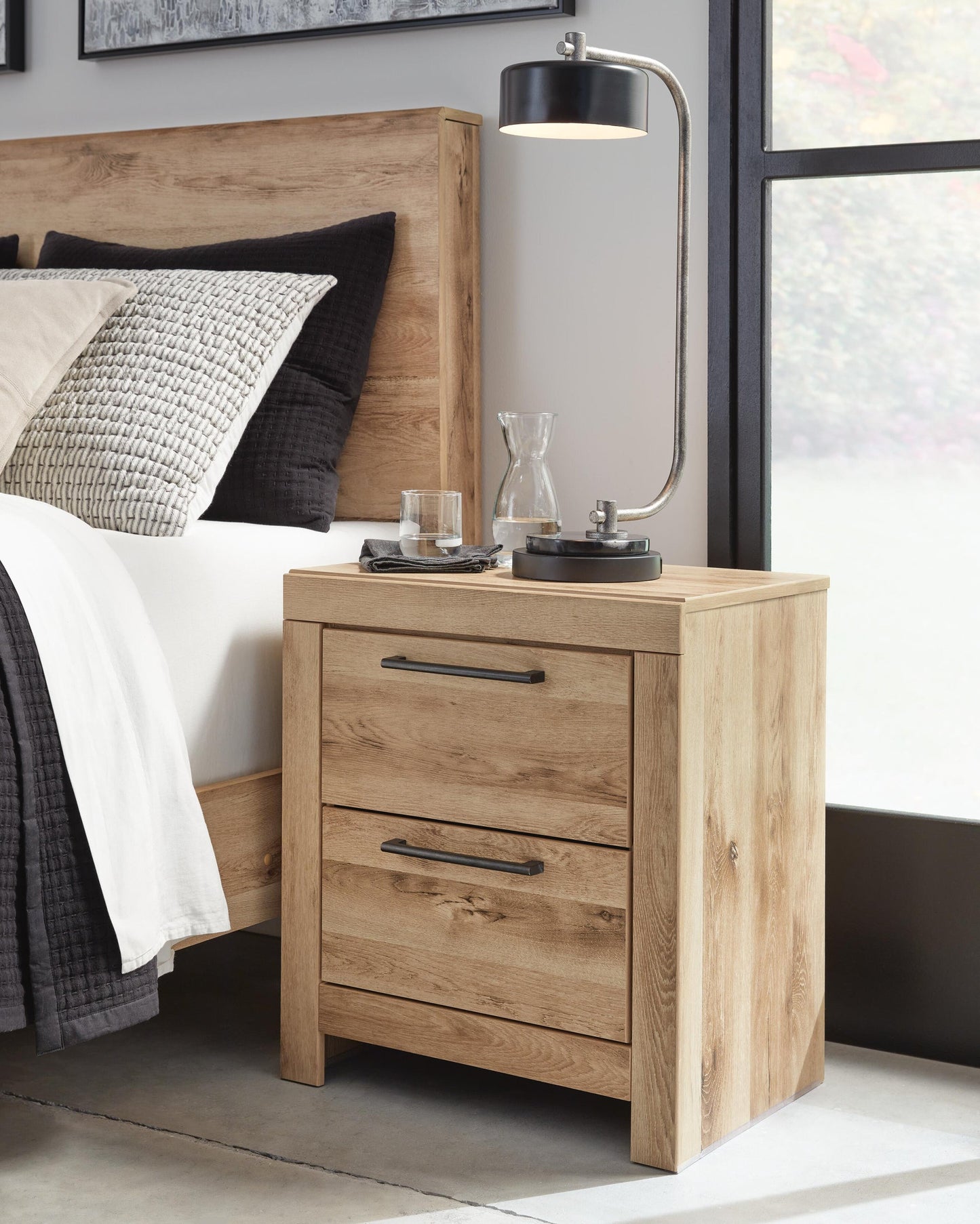 Hyanna King Panel Storage Bed, Dresser, Mirror and Nightstand