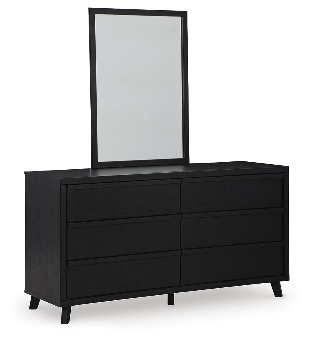Danziar Queen Panel Bed with Mirrored Dresser