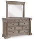 Blairhurst California King Panel Bed with Mirrored Dresser