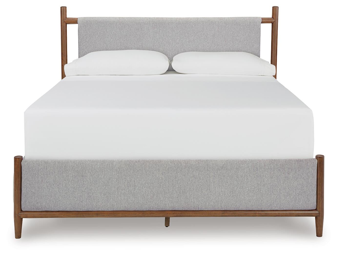 Lyncott California King Upholstered Bed with Mirrored Dresser and Nightstand