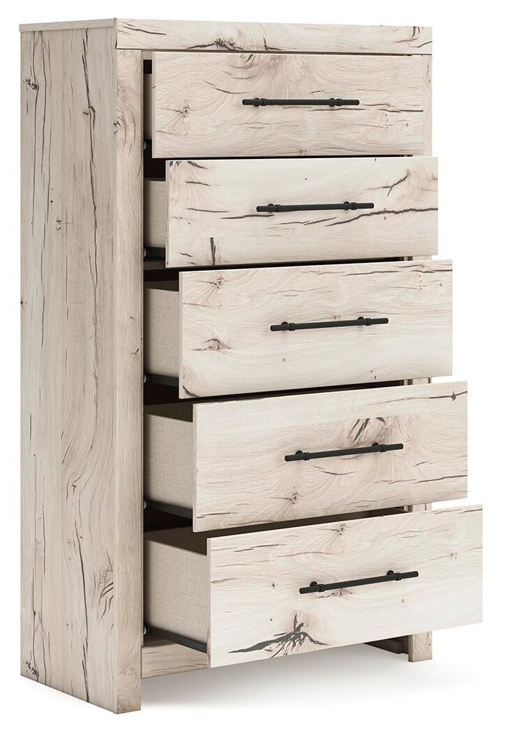 Lawroy King Panel Storage Bed, Dresser, Mirror, Chest and Nightstand