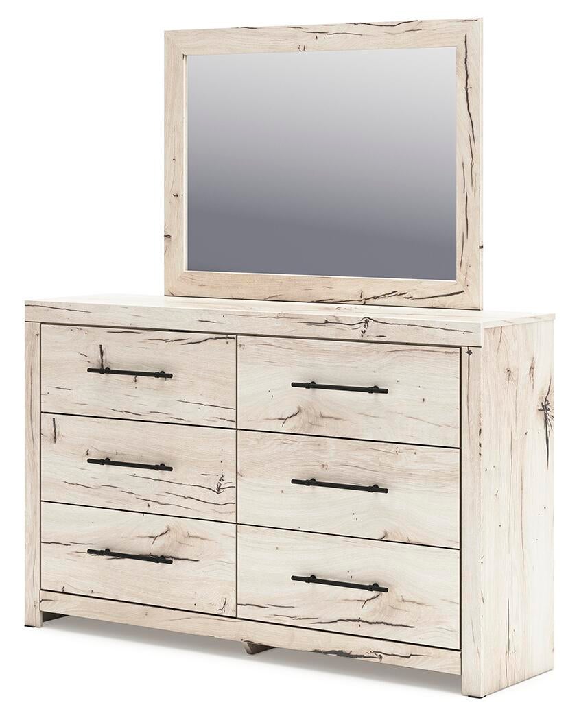 Lawroy Twin Panel Bed with Storage, Dresser, Mirror and Nightstand