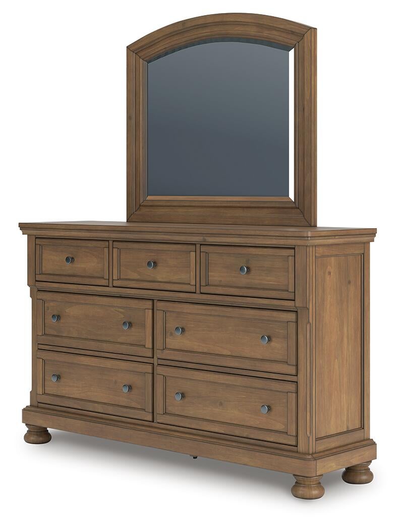 Vandenmore Queen Panel Bed with Mirrored Dresser, Chest and Nightstand