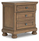 Vandenmore California King Storage Sleigh Bed with Mirrored Dresser and Nightstand