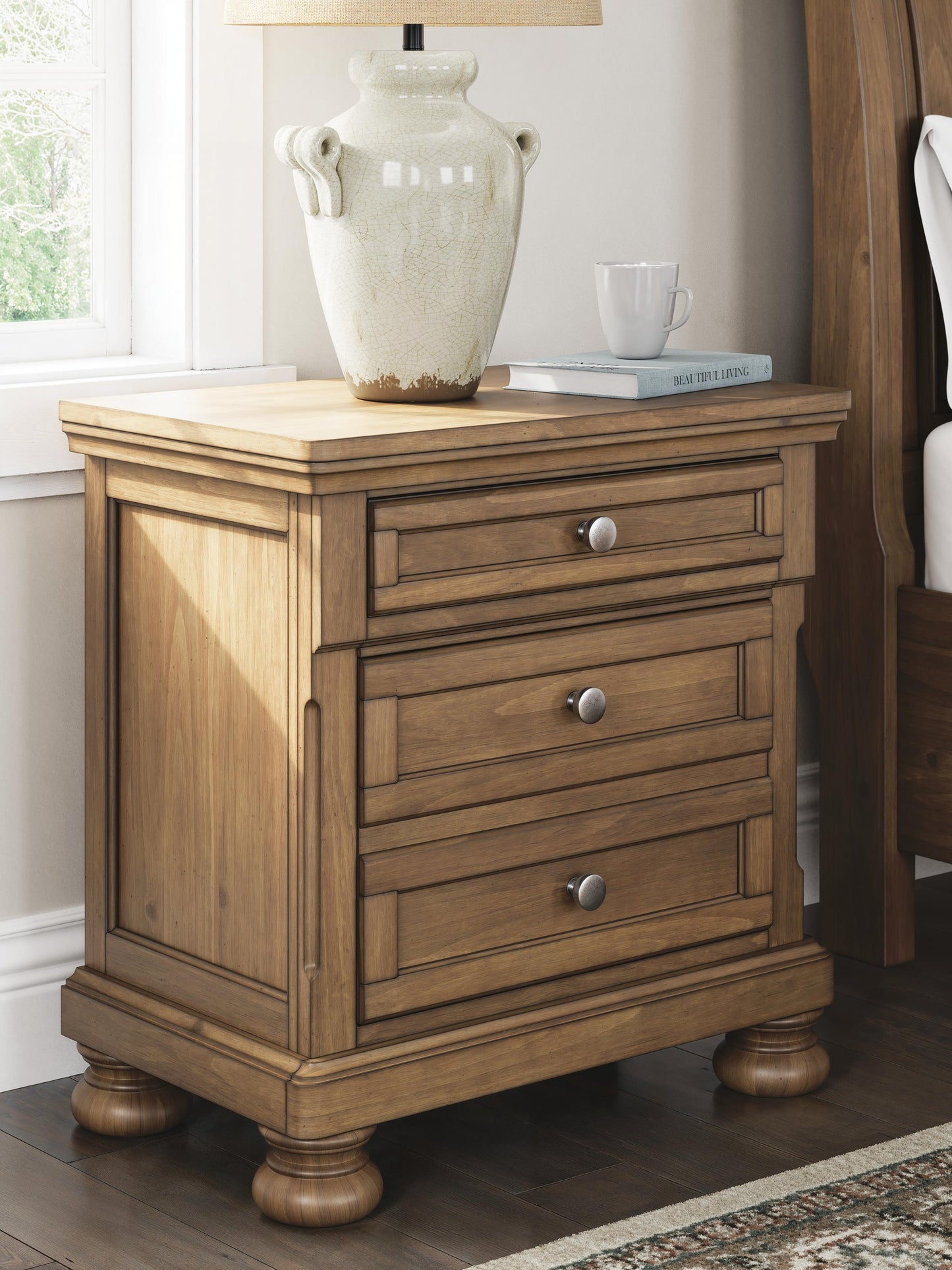 Feddinger California King Storage Sleigh Bed with Mirrored Dresser, Chest and Nightstand