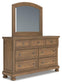 Vandenmore California King Panel Bed with Mirrored Dresser, Chest and Nightstand