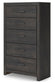 Delmorta King Panel Bed, Dresser, Mirror, Chest and Nightstand