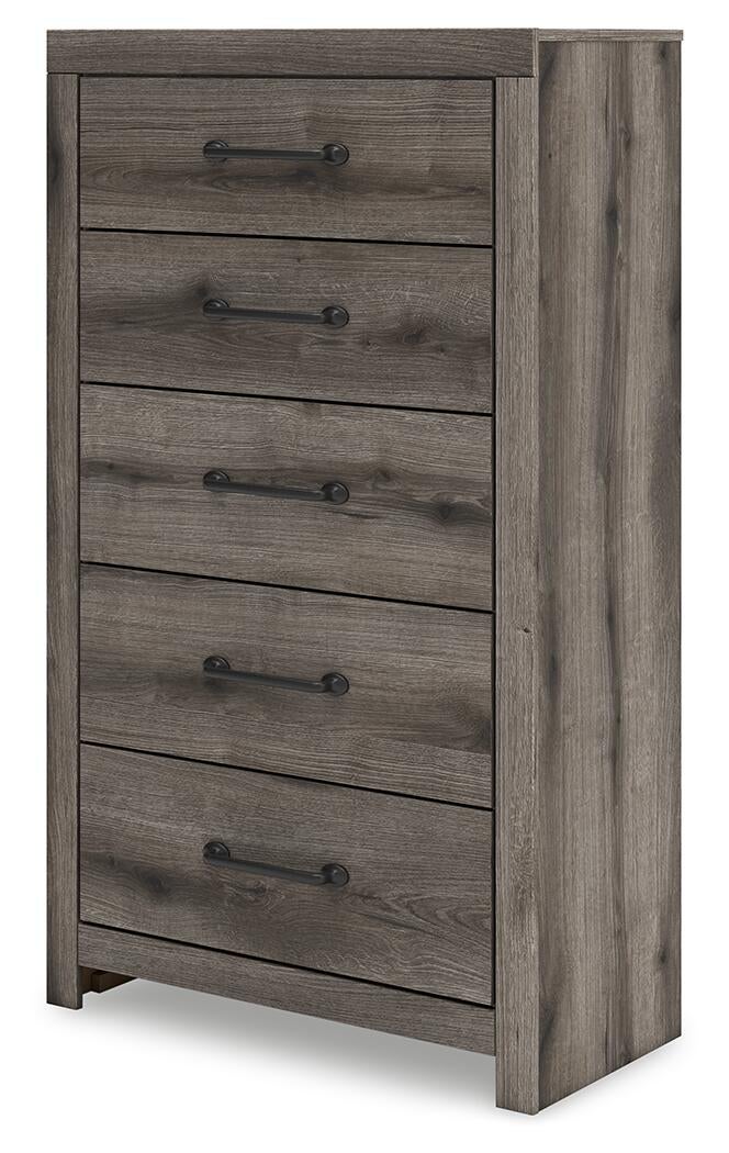 Urbanoore King Panel Bed, Dresser, Mirror, Chest and Nightstand