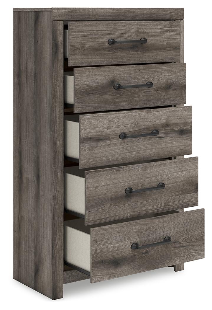 Urbanoore Full Panel Bed, Dresser, Mirror, Chest and Nightstand