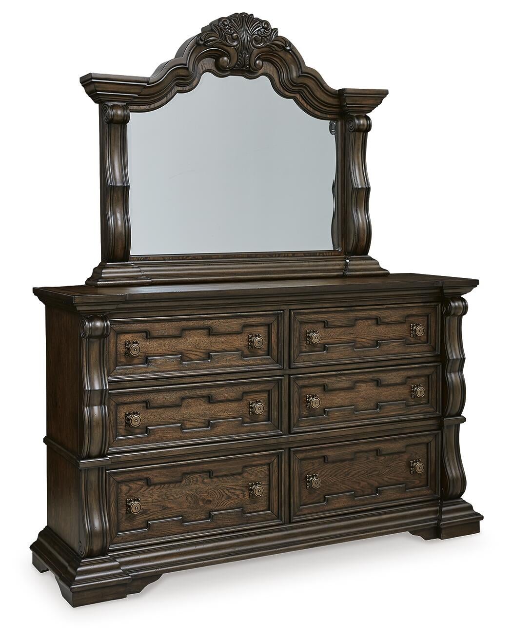 Maylee King Canopy Bed, Dresser, Mirror, Chest and Nightstand