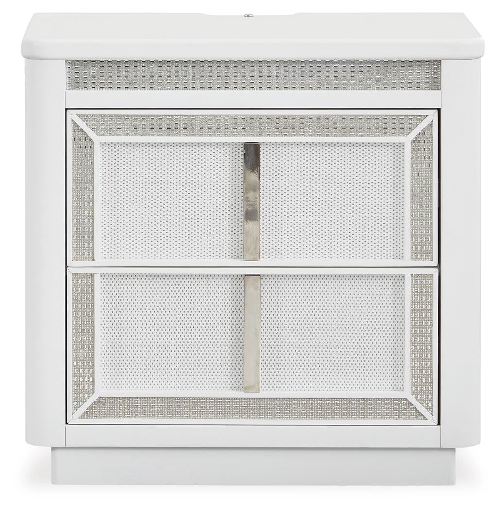 Chalanna King Upholstered Storage Bed, Dresser, Mirror and Nightstand
