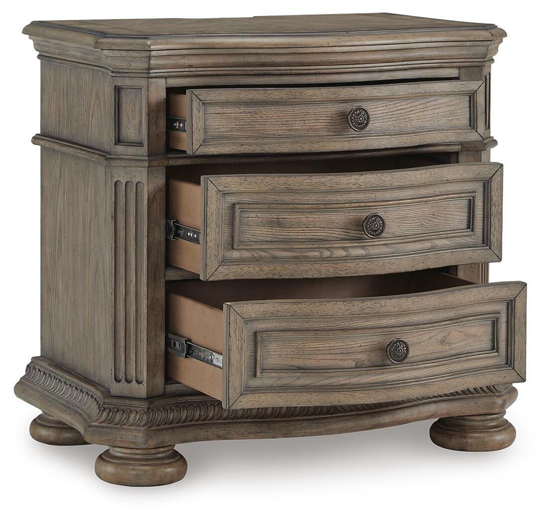 Ardenfield California King Upholstered Sleigh Bed, Dresser, Mirror and Nightstand