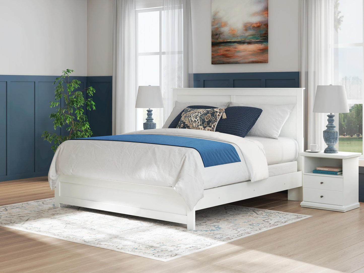 Bostwick Shoals King Panel Bed, Dresser, Mirror and Nightstand