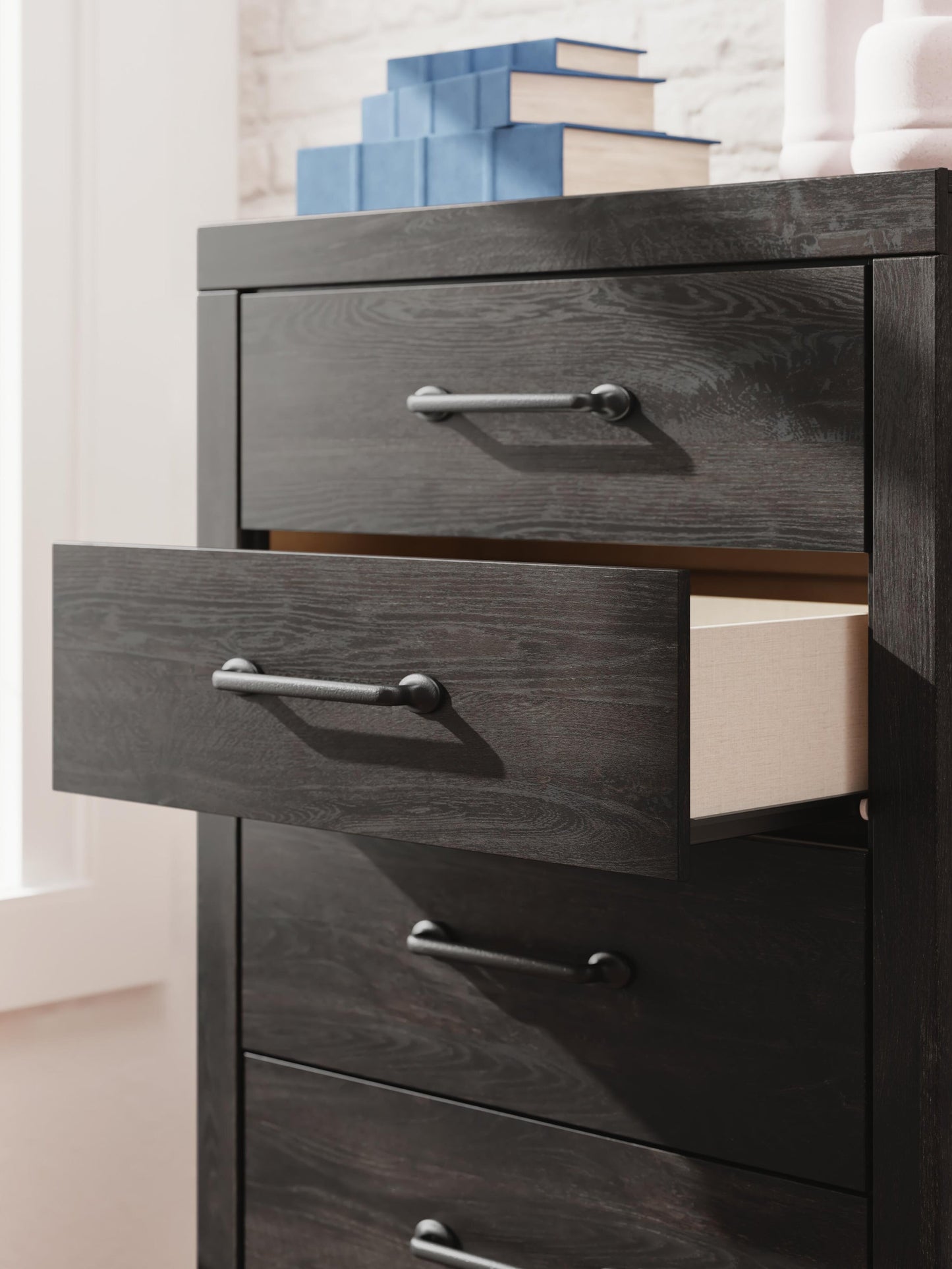 Hollivern Full Panel Bed, Dresser, Mirror, Chest and Nightstand