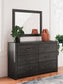 Delmorta Full Panel Bed, Dresser, Mirror and Nightstand
