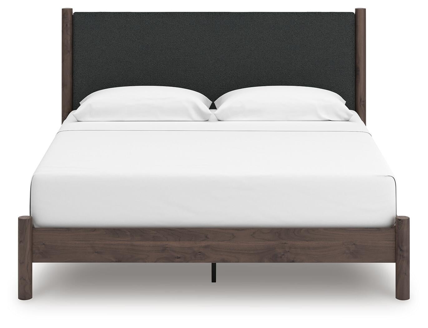 Pamytta King Upholstered Panel Platform Bed, Dresser and Mirror