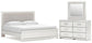 Zuraleus King Upholstered Panel Platform Bed, Dresser and Mirror