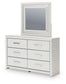 Birmonton Queen Upholstered Panel Platform Storage Bed, Dresser, Mirror and Nightstand